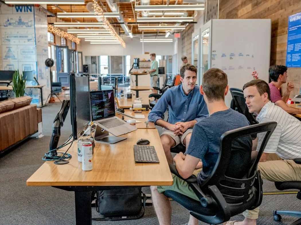 The discussion of the business team in the office